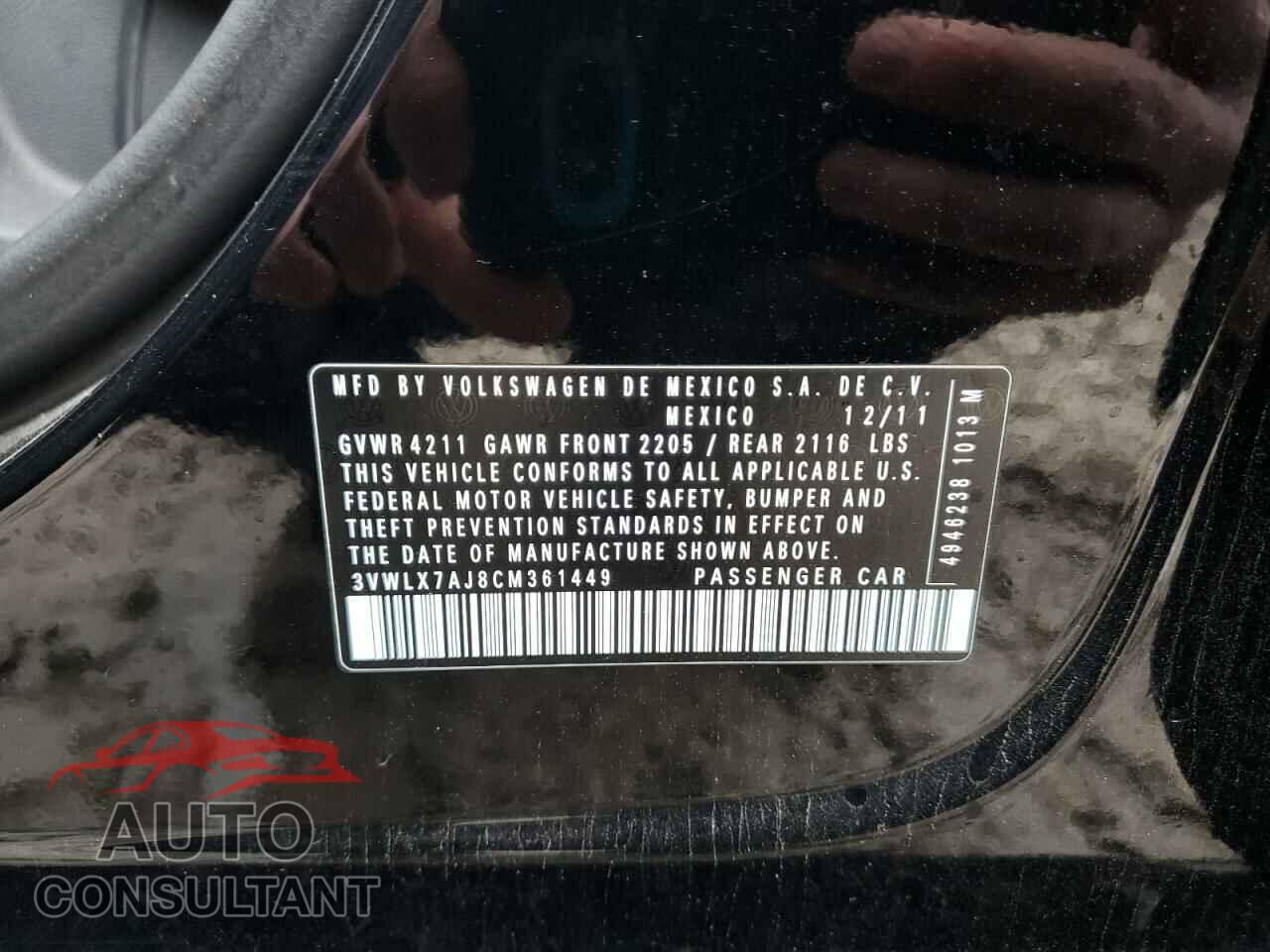 VOLKSWAGEN JETTA 2012 - 3VWLX7AJ8CM361449