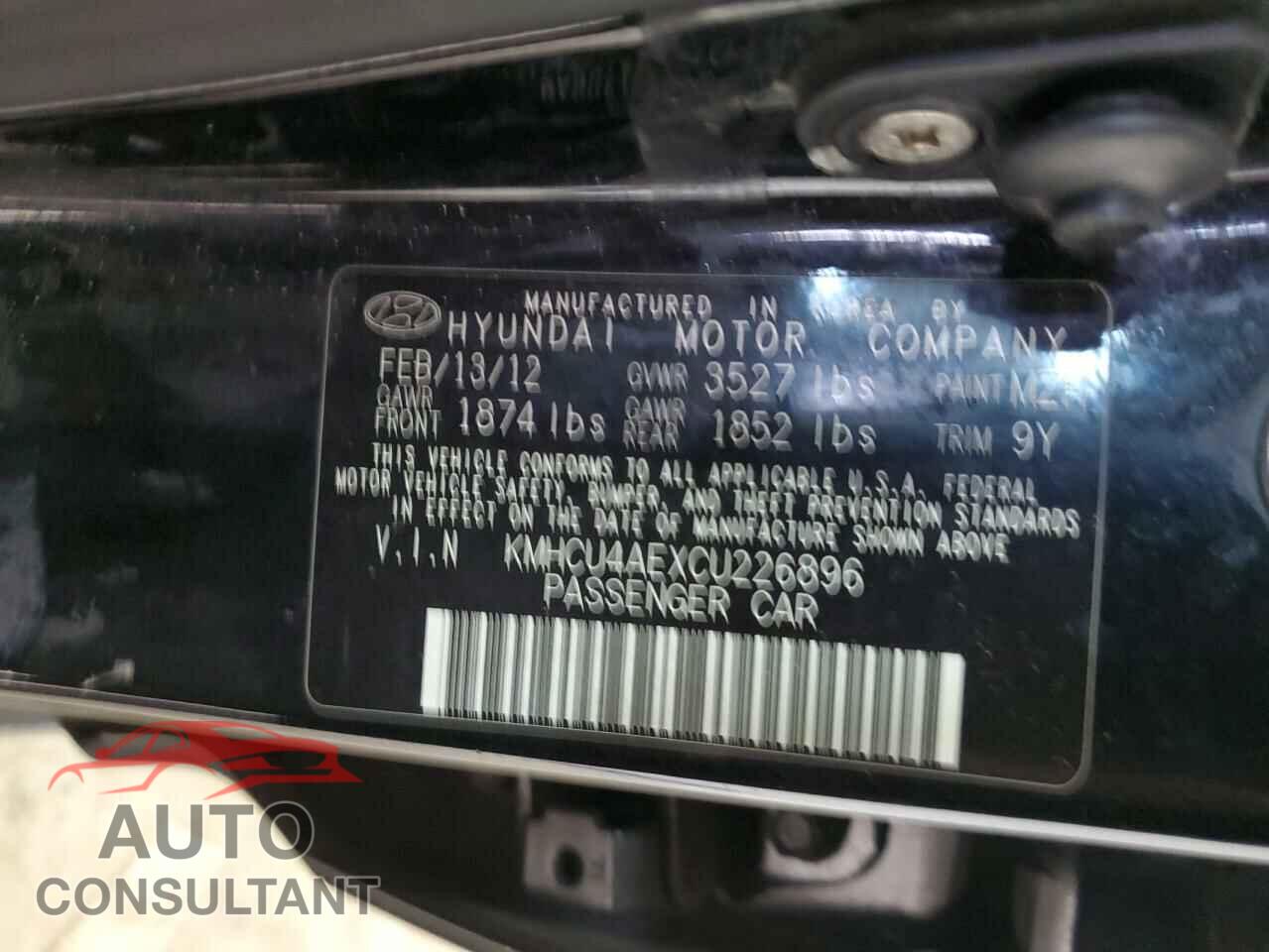 HYUNDAI ACCENT 2012 - KMHCU4AEXCU226896