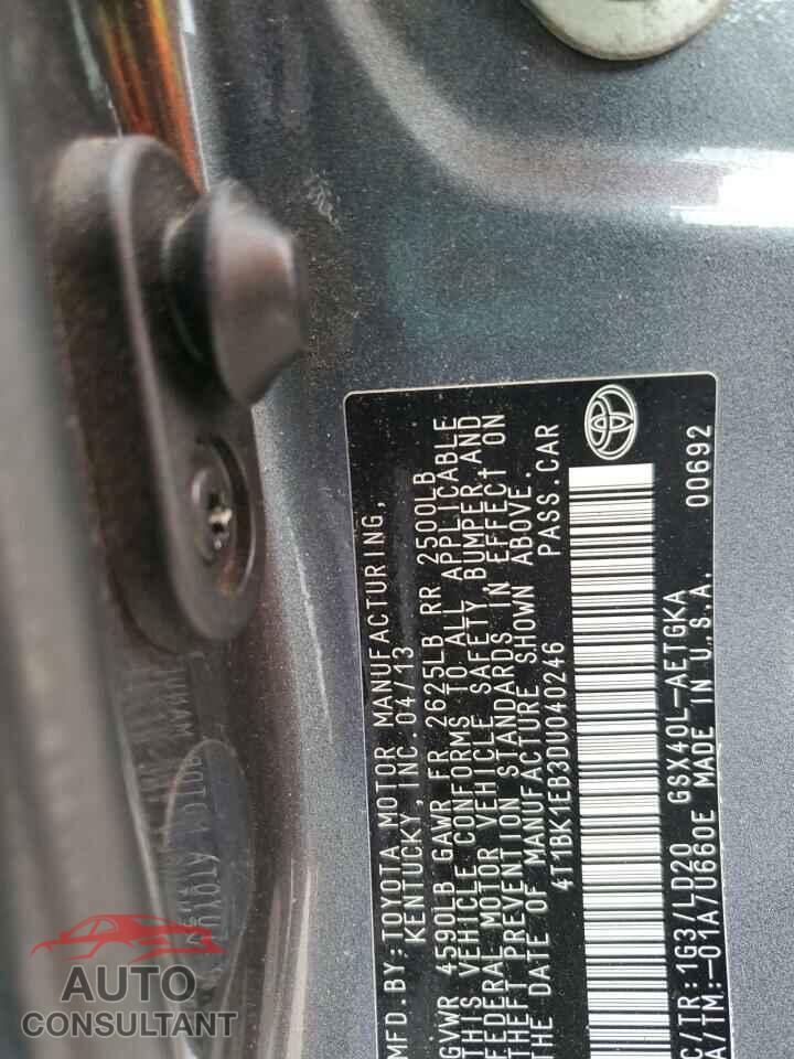 TOYOTA AVALON 2013 - 4T1BK1EB3DU040246
