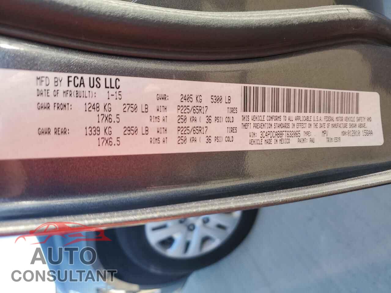 DODGE JOURNEY 2015 - 3C4PDCAB8FT632065