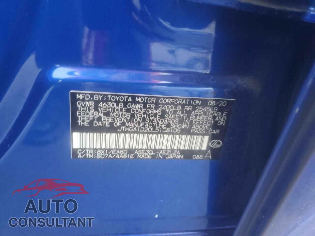 LEXUS IS 300 F S 2020 - JTHGA1D20L5108105