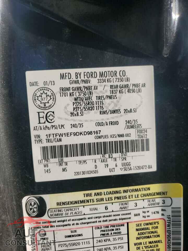 FORD F-150 2013 - 1FTFW1EF9DKD98167