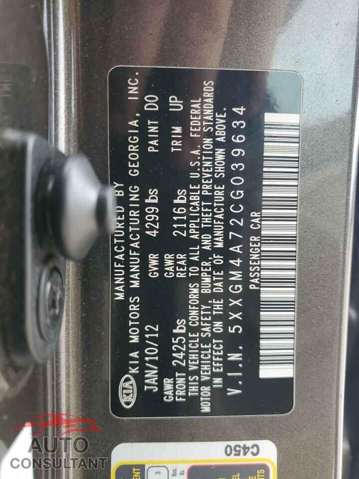 KIA OPTIMA 2012 - 5XXGM4A72CG039634