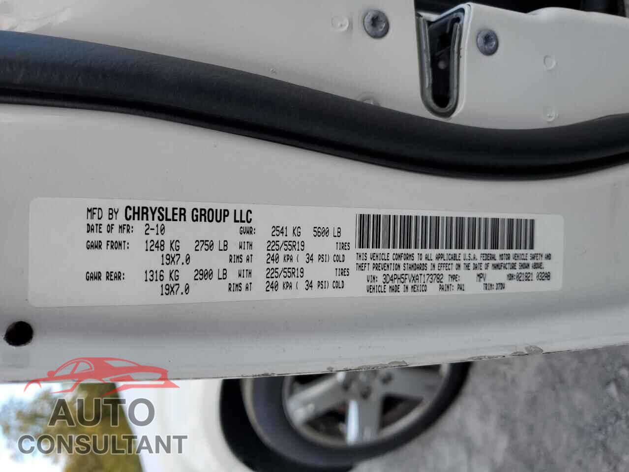 DODGE JOURNEY 2010 - 3D4PH5FVXAT173782