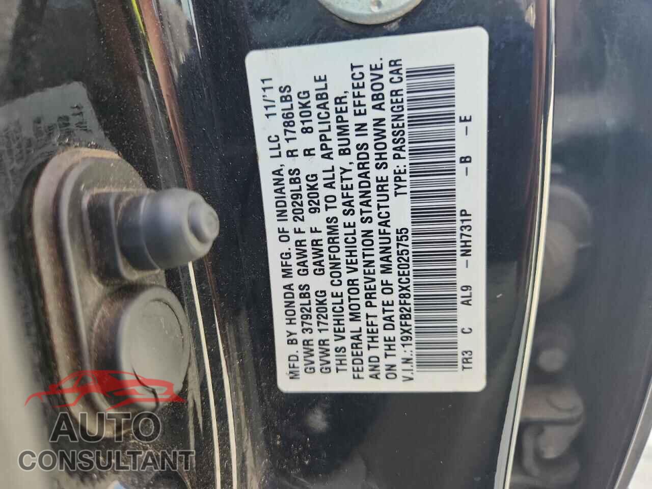 HONDA CIVIC 2012 - 19XFB2F8XCE025755