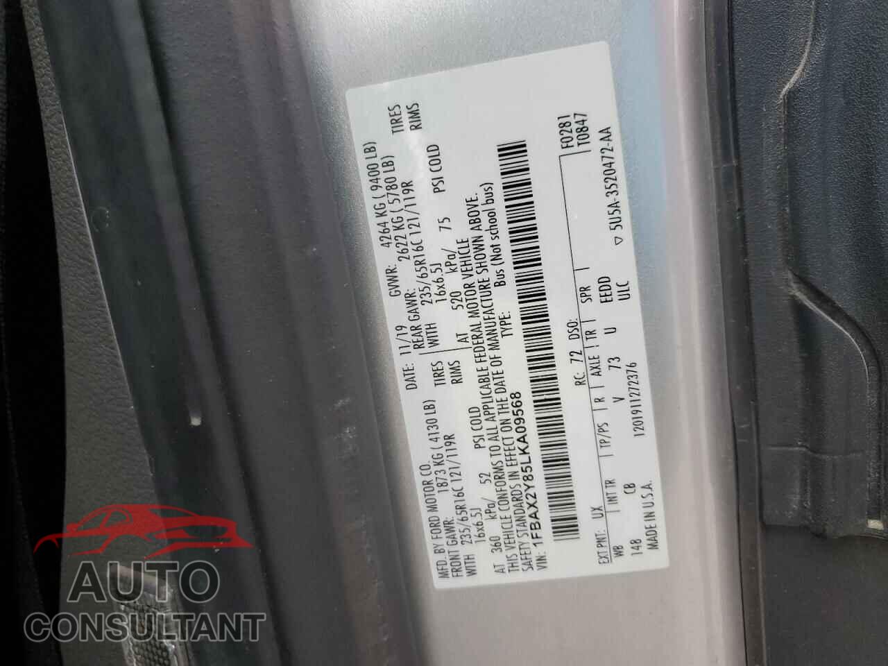 FORD TRANSIT 2020 - 1FBAX2Y85LKA09568