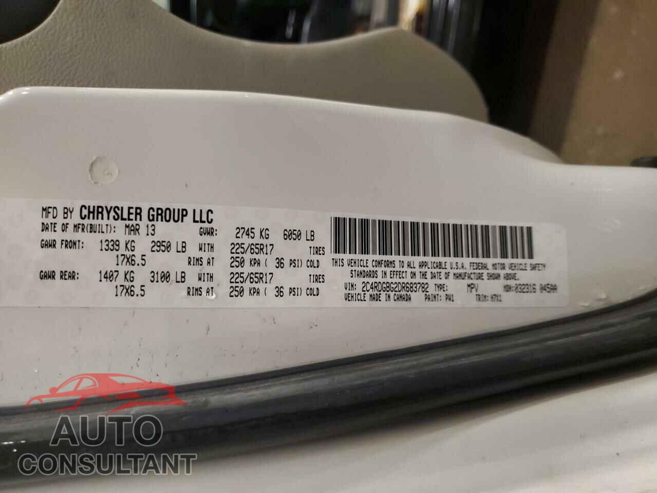 DODGE CARAVAN 2013 - 2C4RDGBG2DR683782