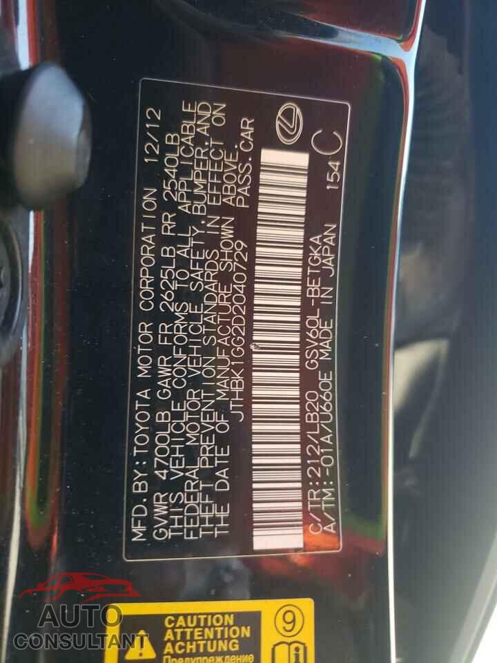 LEXUS ES350 2013 - JTHBK1GG2D2040729