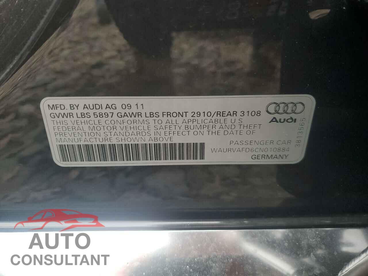 AUDI A8 2012 - WAURVAFD6CN010884