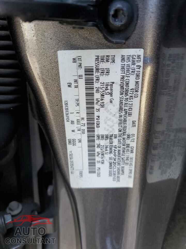 FORD FOCUS 2012 - 1FAHP3K20CL338103