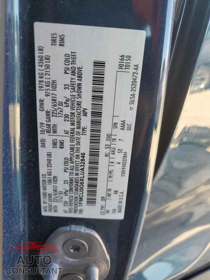 FORD ESCAPE 2020 - 1FMCU0G6XLUA32846