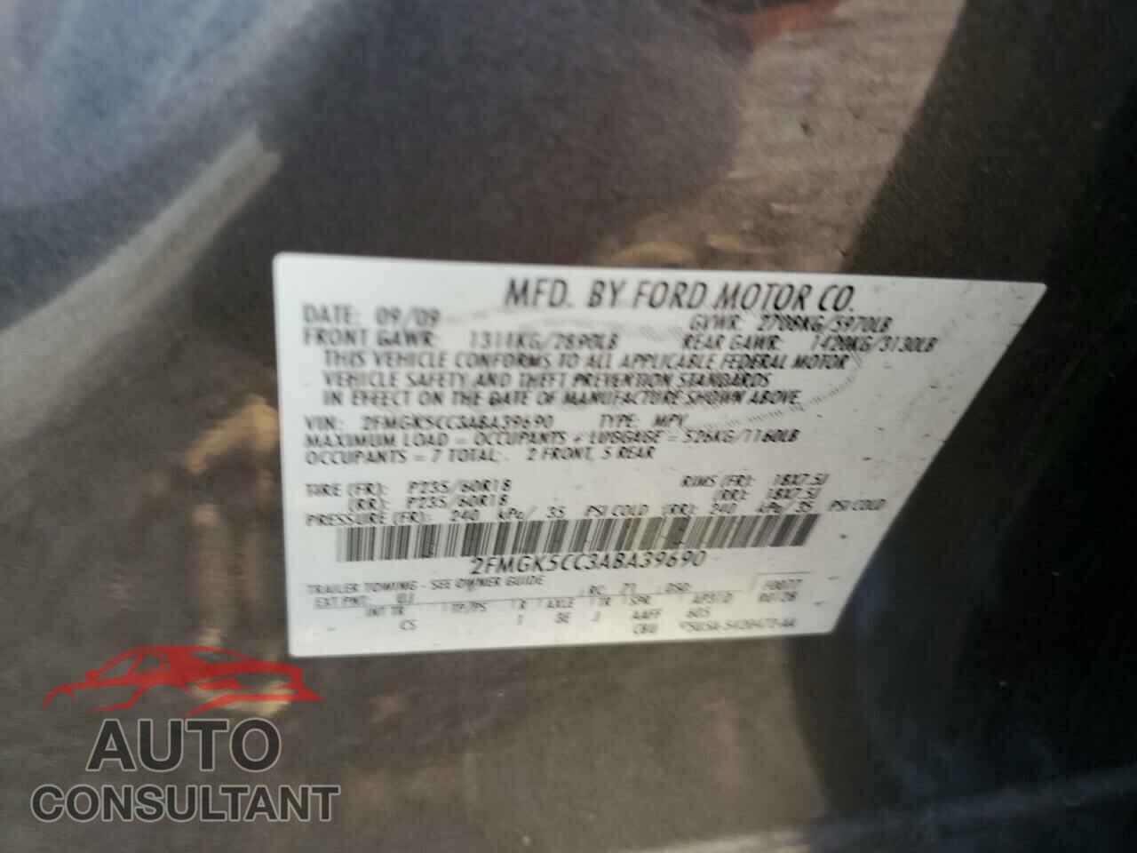 FORD FLEX 2010 - 2FMGK5CC3ABA39690