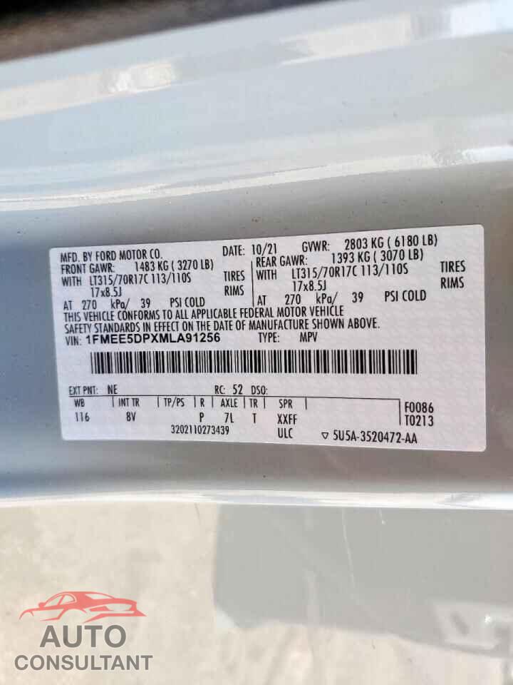 FORD BRONCO 2021 - 1FMEE5DPXMLA91256