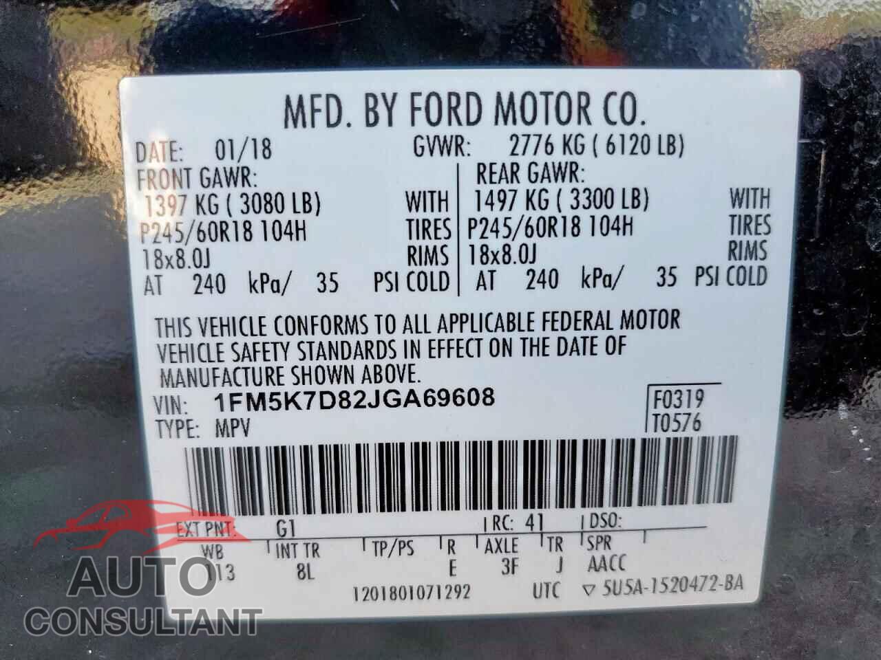 FORD EXPLORER 2018 - 1FM5K7D82JGA69608