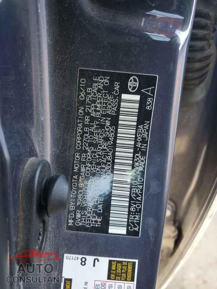 TOYOTA PRIUS 2010 - JTDKN3DU8A0194805