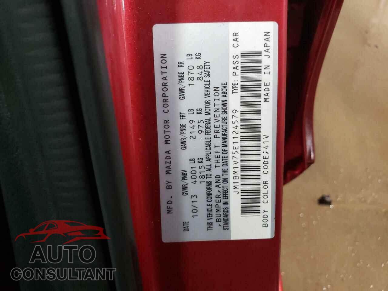 MAZDA 3 2014 - JM1BM1V75E1124579
