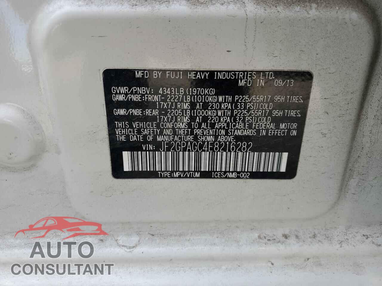SUBARU XV 2014 - JF2GPAGC4E8216282