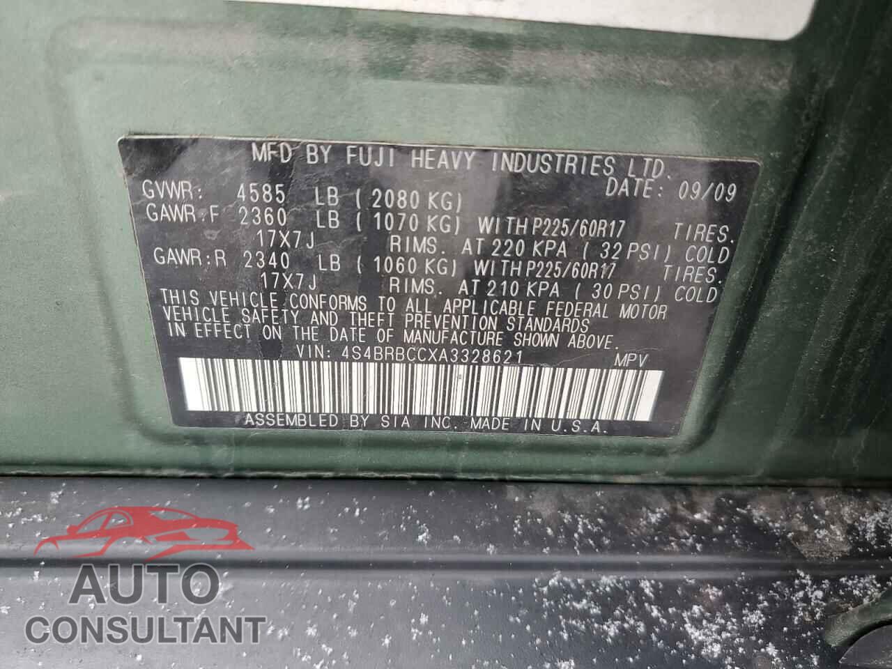 SUBARU OUTBACK 2010 - 4S4BRBCCXA3328621