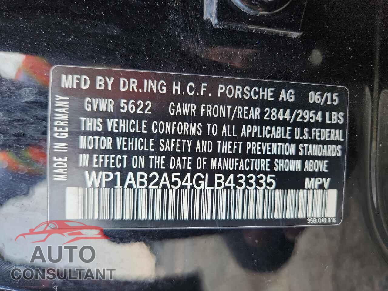 PORSCHE MACAN 2016 - WP1AB2A54GLB43335