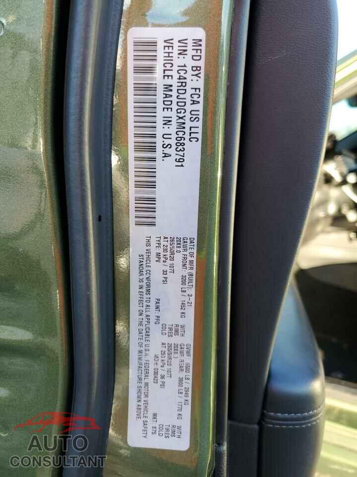 DODGE DURANGO 2021 - 1C4RDJDGXMC683791