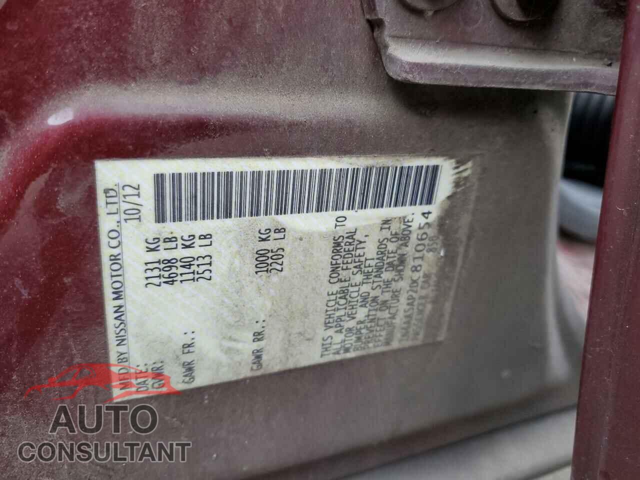 NISSAN MAXIMA 2013 - 1N4AA5AP2DC810654