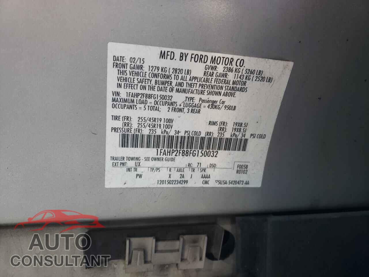 FORD TAURUS 2015 - 1FAHP2F88FG150032