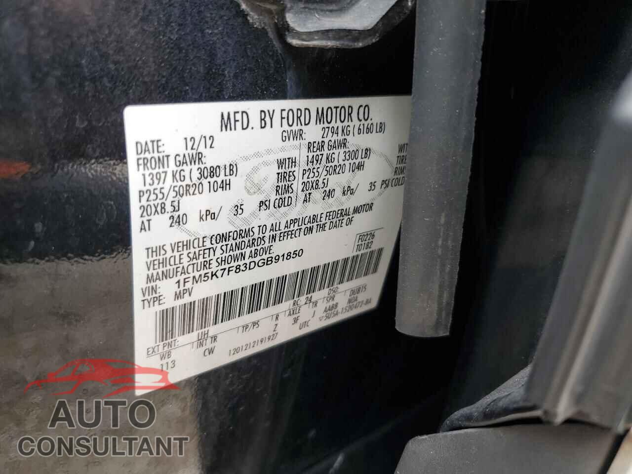 FORD EXPLORER 2013 - 1FM5K7F83DGB91850