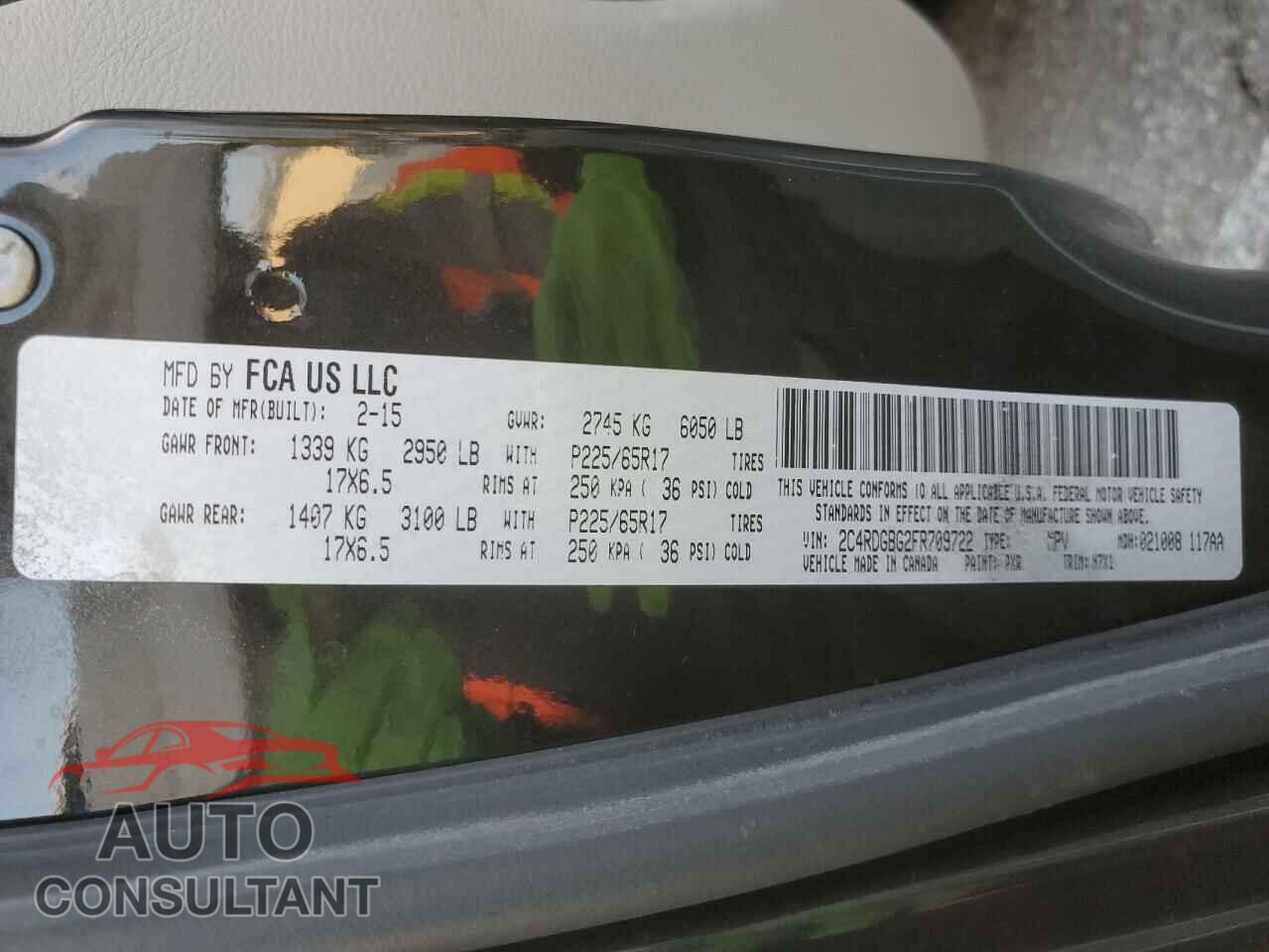 DODGE CARAVAN 2015 - 2C4RDGBG2FR709722