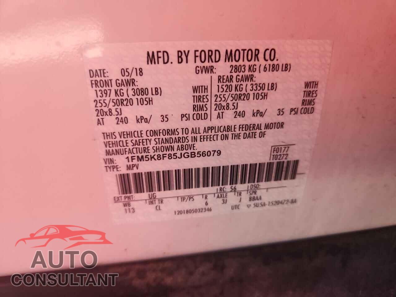 FORD EXPLORER 2018 - 1FM5K8F85JGB56079
