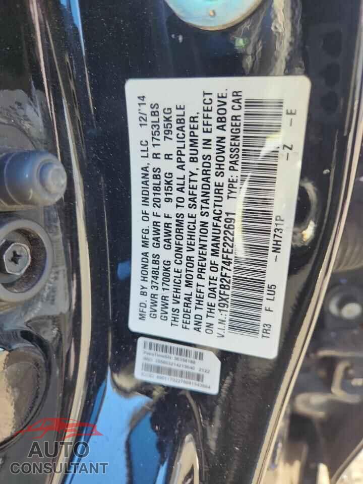 HONDA CIVIC 2015 - 19XFB2F74FE222691