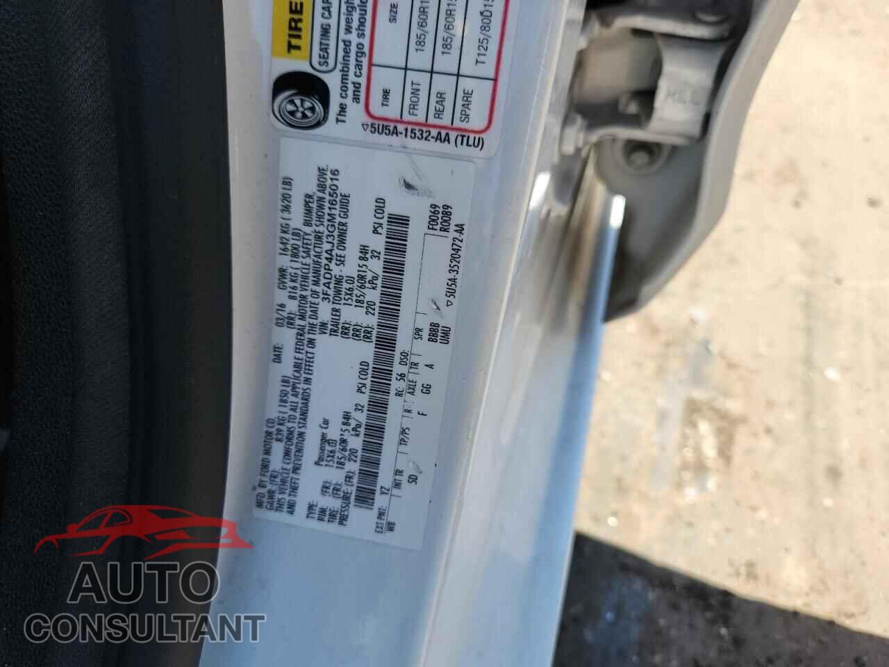 FORD FIESTA 2016 - 3FADP4AJ3GM165016