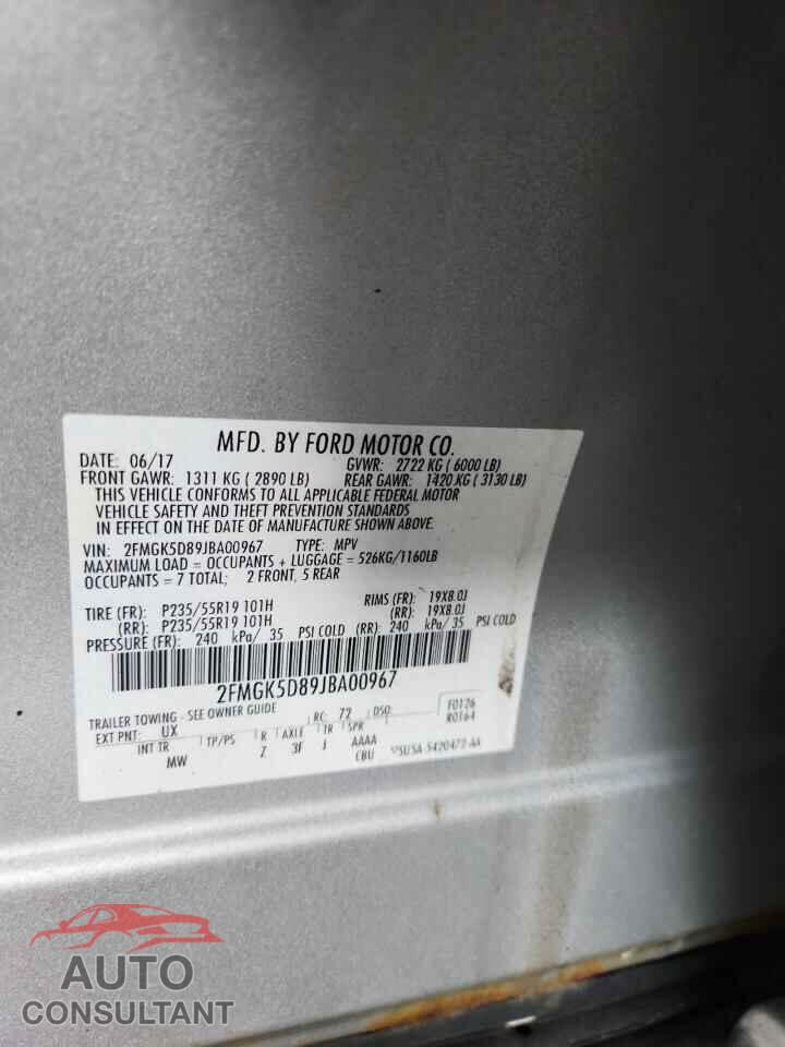 FORD FLEX 2018 - 2FMGK5D89JBA00967