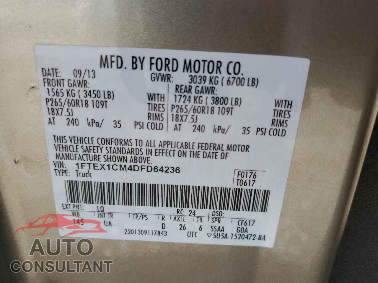 FORD F-150 2013 - 1FTEX1CM4DFD64236