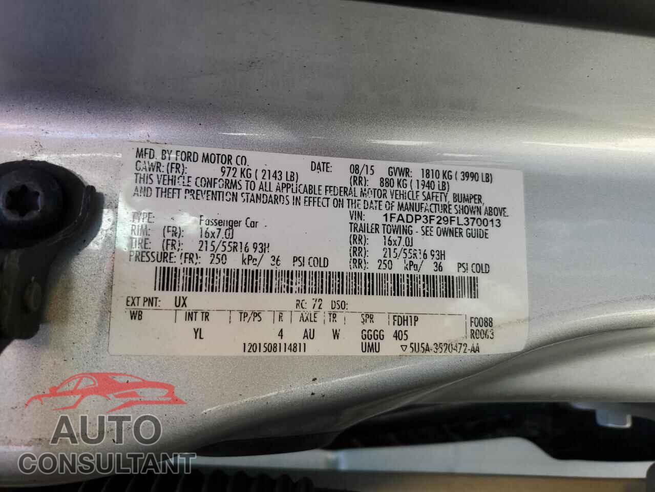 FORD FOCUS 2015 - 1FADP3F29FL370013