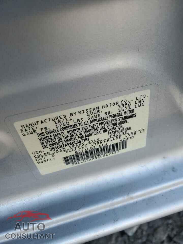 NISSAN VERSA 2012 - 3N1CN7AP8CL867157