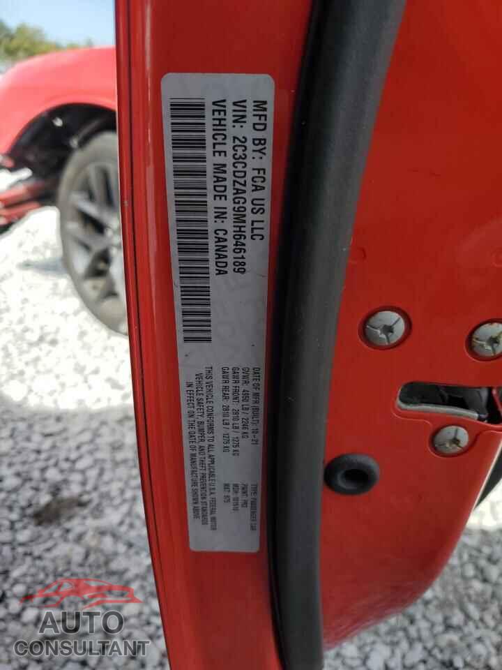 DODGE CHALLENGER 2021 - 2C3CDZAG9MH646189