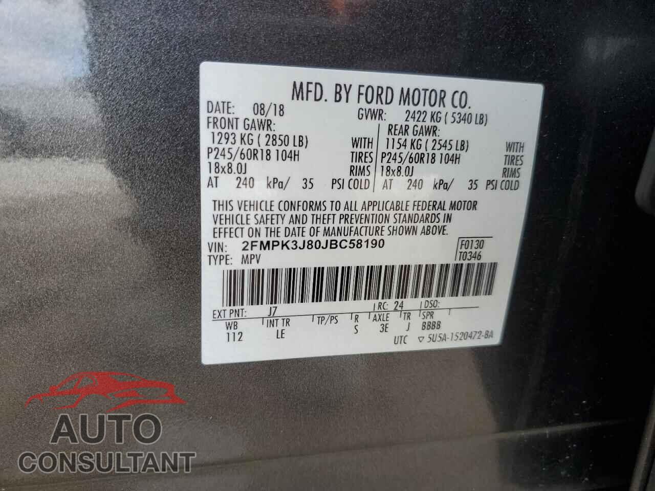 FORD EDGE 2018 - 2FMPK3J80JBC58190