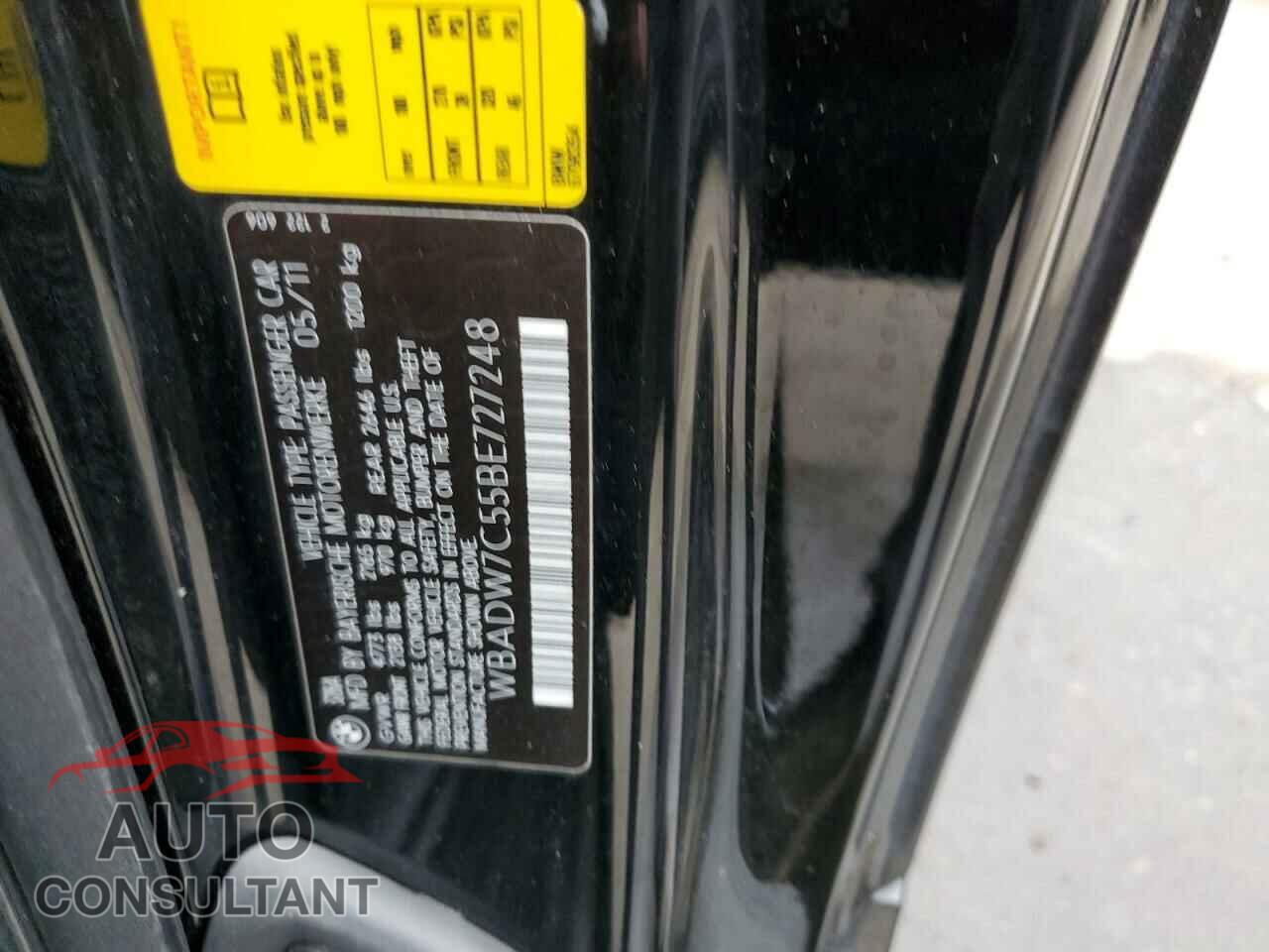 BMW 3 SERIES 2011 - WBADW7C55BE727248
