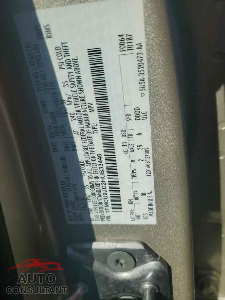 FORD ESCAPE 2017 - 1FMCU9JD2HUB33446
