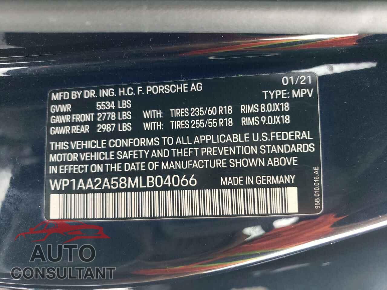 PORSCHE MACAN 2021 - WP1AA2A58MLB04066