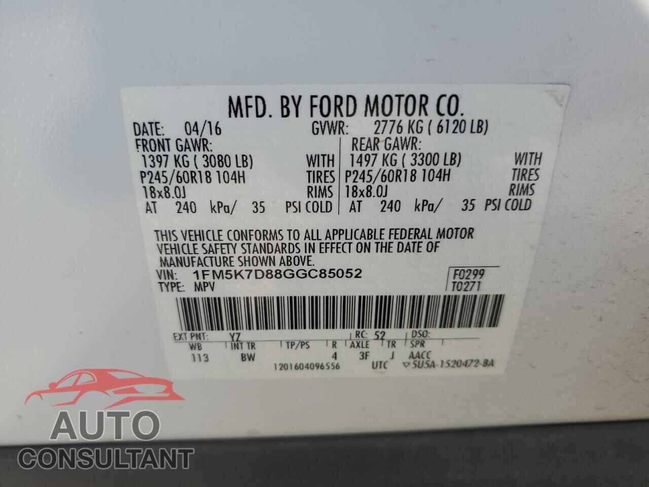 FORD EXPLORER 2016 - 1FM5K7D88GGC85052