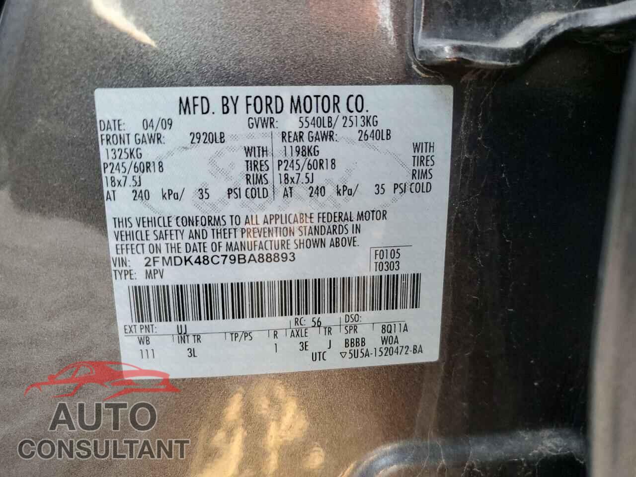 FORD EDGE 2009 - 2FMDK48C79BA88893