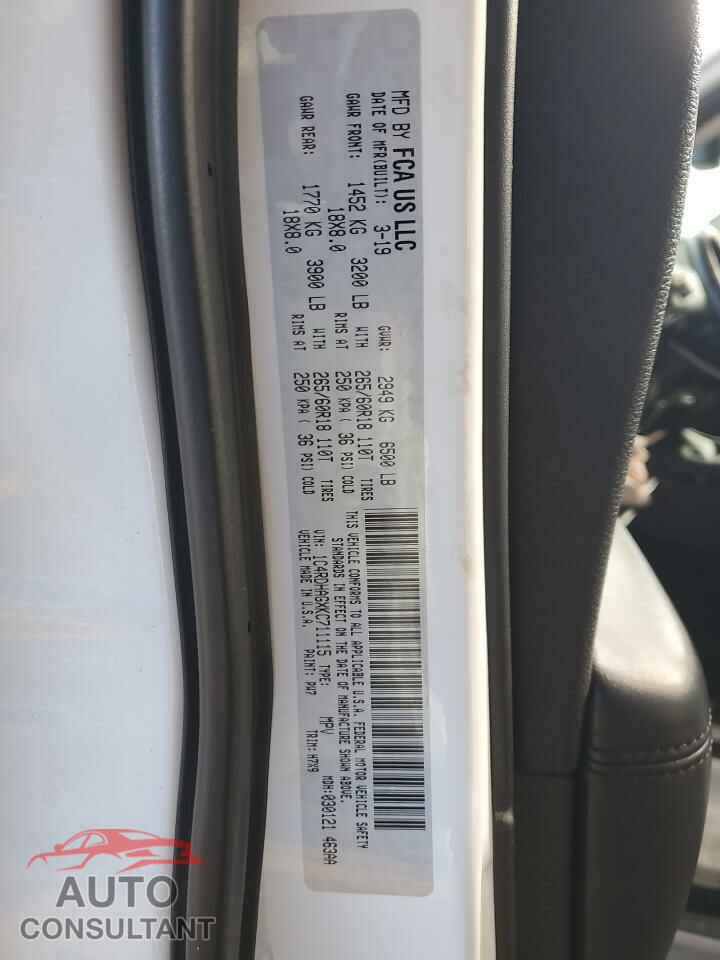 DODGE DURANGO 2019 - 1C4RDHAGXKC711115