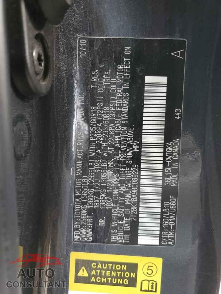 LEXUS RX350 2011 - 2T2BK1BA9BC089229