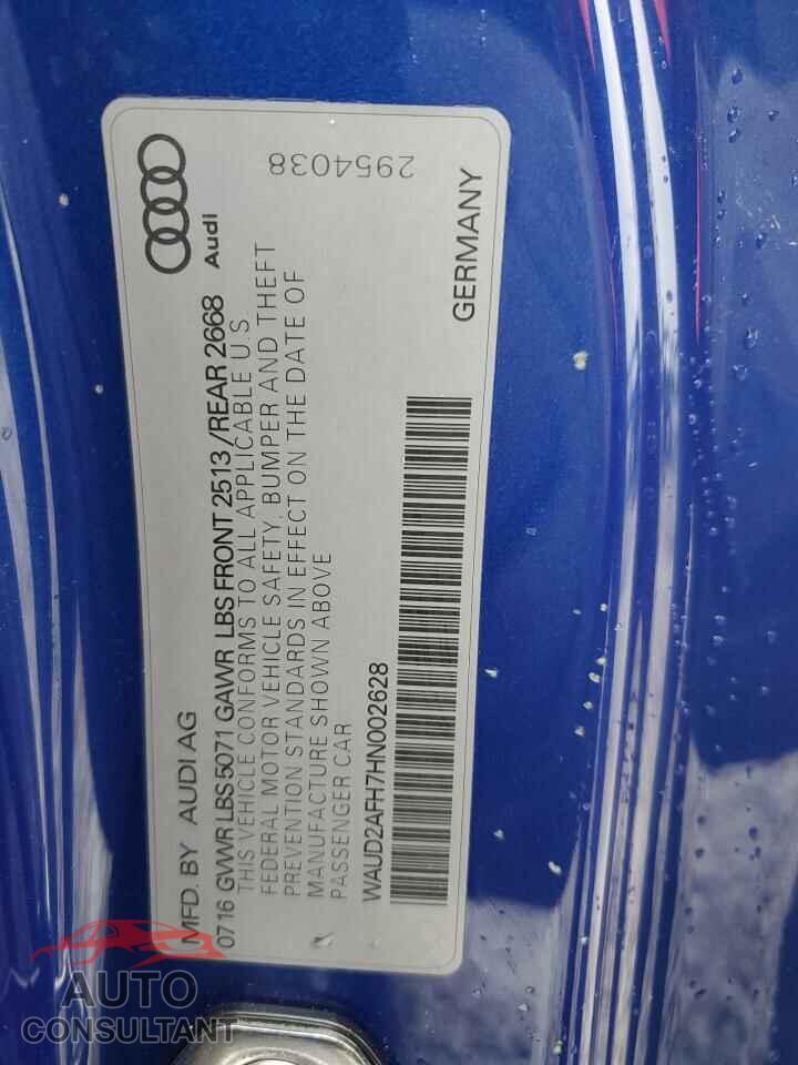 AUDI A5 2017 - WAUD2AFH7HN002628