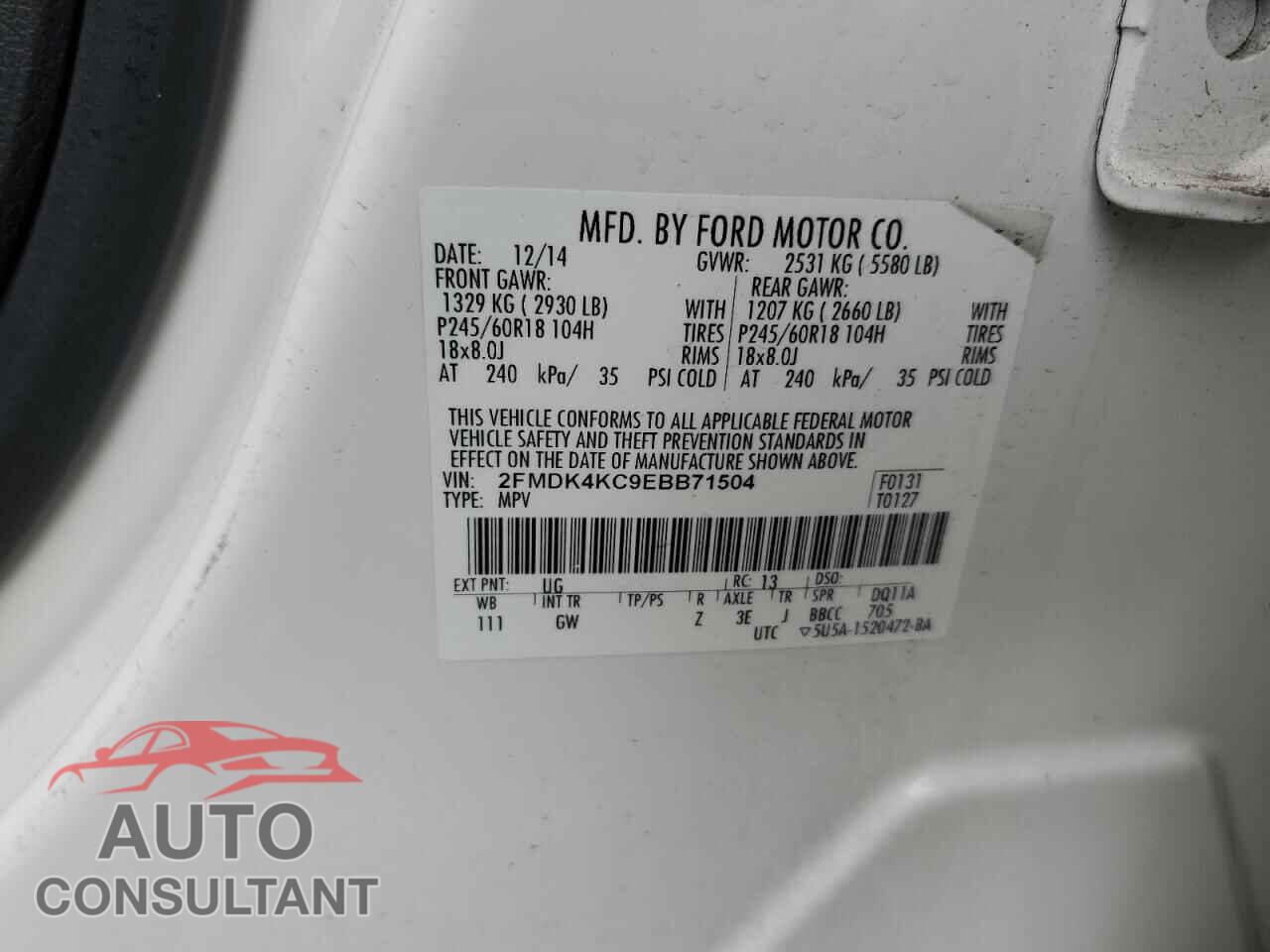 FORD EDGE 2014 - 2FMDK4KC9EBB71504