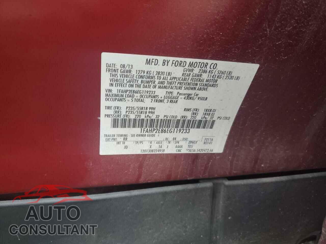 FORD TAURUS 2014 - 1FAHP2E86EG119233