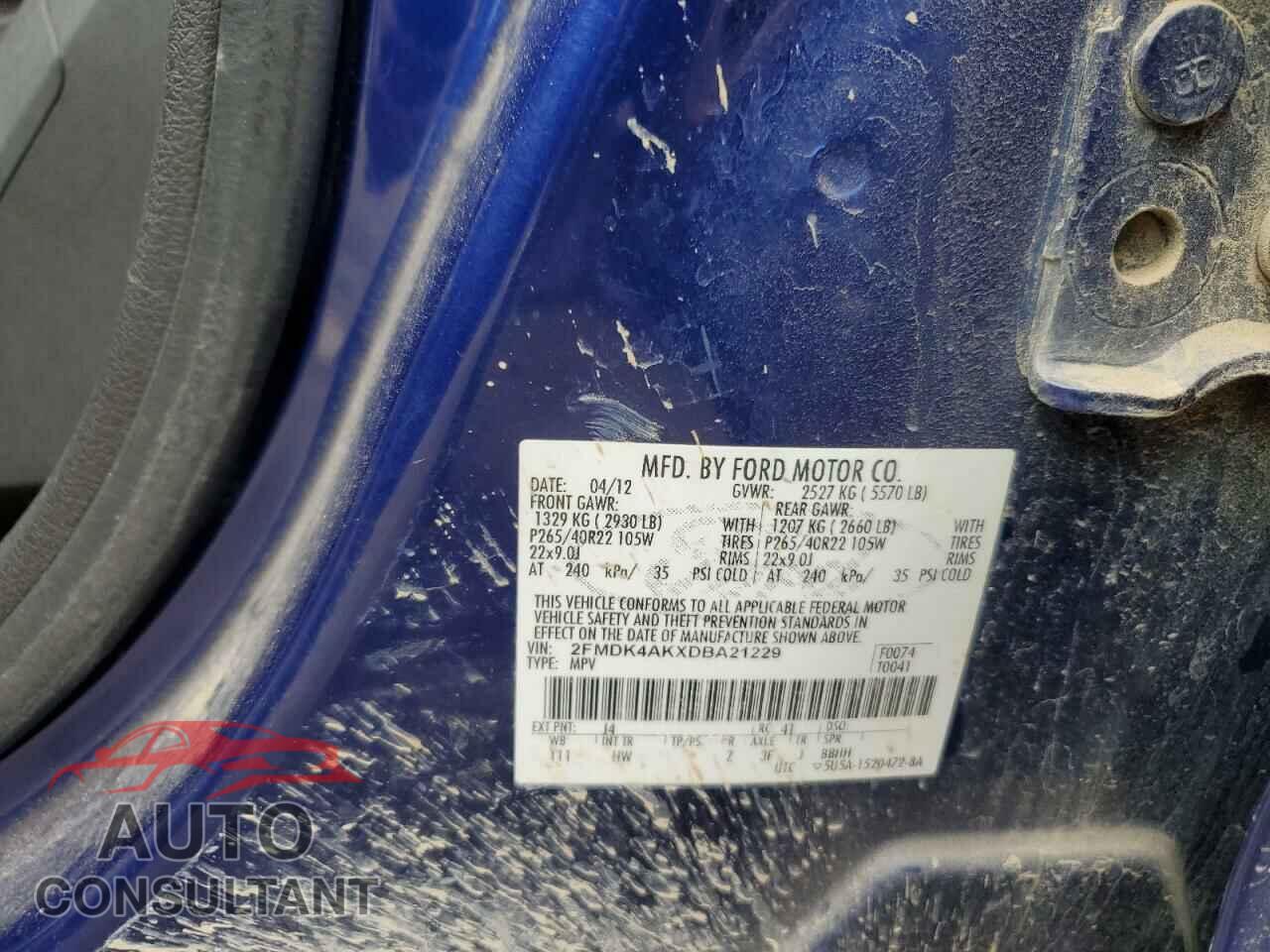 FORD EDGE 2013 - 2FMDK4AKXDBA21229