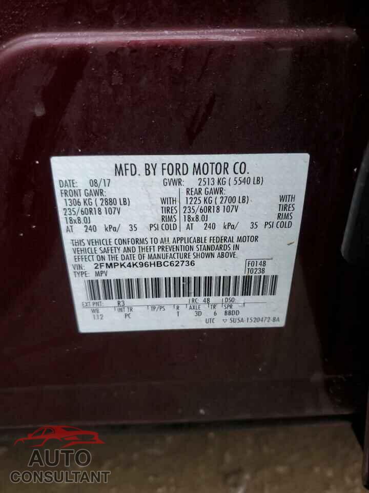 FORD EDGE 2017 - 2FMPK4K96HBC62736