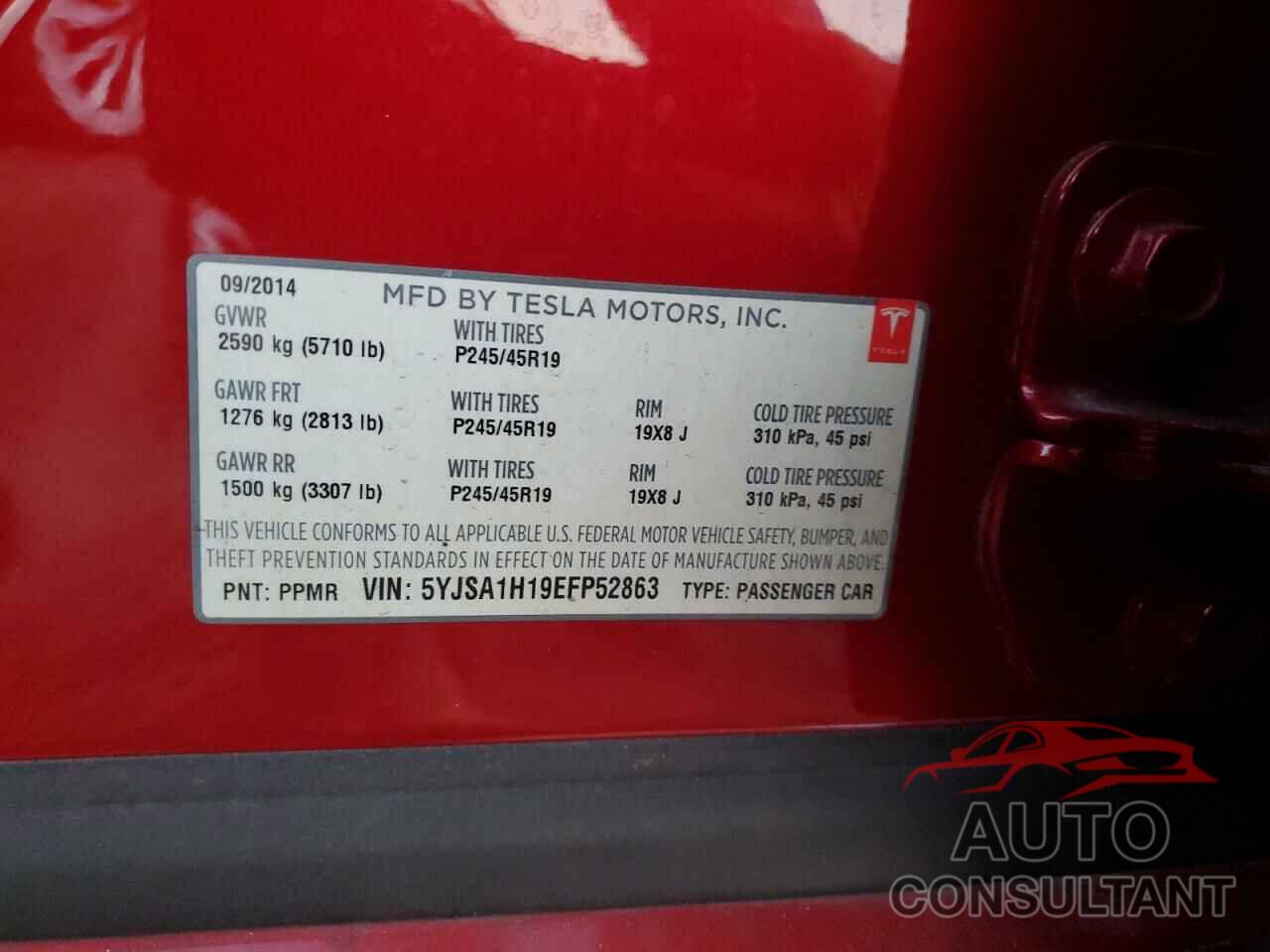 TESLA MODEL S 2014 - 5YJSA1H19EFP52863